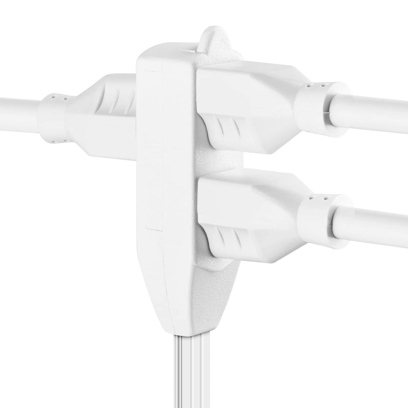 Maximm Cable 50 Feet Flat Plug Extension Cord/Wire, Multi Outlet - 3 Prong Angled Plug Extension Cord - White UL Certified 1 Pack
