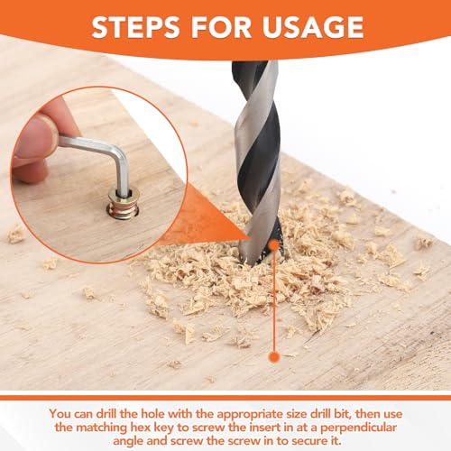 Hapric 120 Pcs 1/4-20 Threaded Inserts for Wood Kit, Wood Furniture Screw 1/4-20 x 3/4"-120pcs