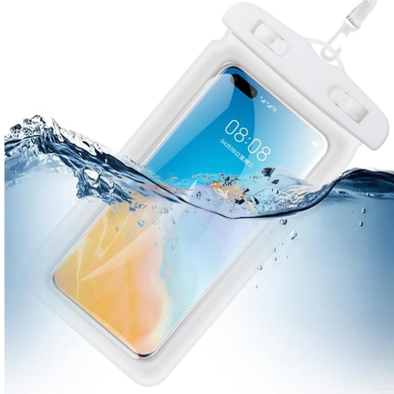 Universal Waterproof Cell Phone Dry Bags with Hanging Rope Swimming Mobile Phones Touchscreen Protector Cover,5.2-6.4 Inch (White) White