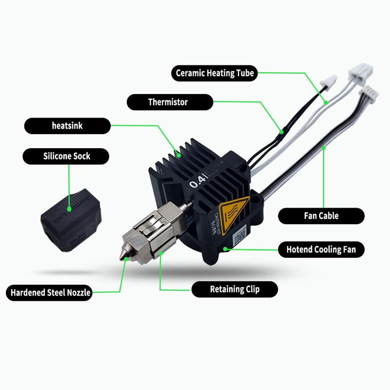 Upgraded Bamboo Original Hotend Complete Kit with Fan for Bambu Lab X1, X1C, X1 Carbon 3D Printer Full Assembly Extruder Hot End Kit Set (0.8mm) 0.8MM