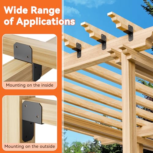 4Pcs 2x4 Joist Anchor Connector - Heavy Duty Steel Post Cap Tie Brakcet, 15 Gauge Carbon Steel, Post to Beam Connector Fits 2x4 Lumber(Actual Size 1.5"x3.5") 4 pcs