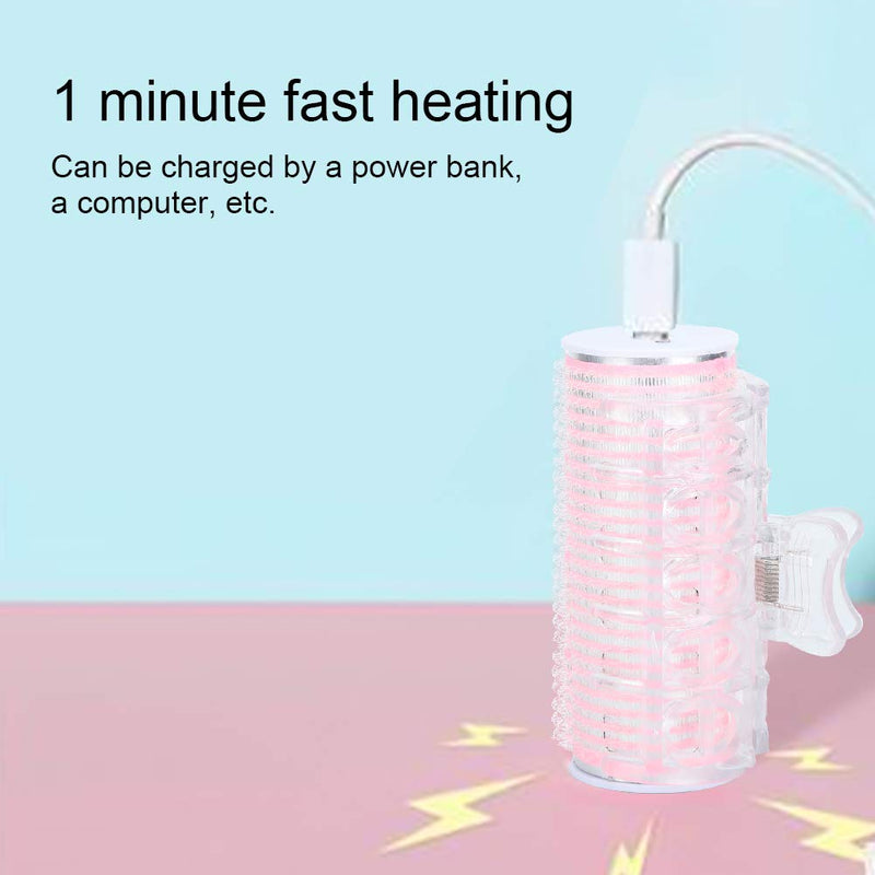 Hair Curlers Rollers USB Portable Hair Roller Bangs Curling Hair Styling Tool Mini Electric Hair Curler(pink)