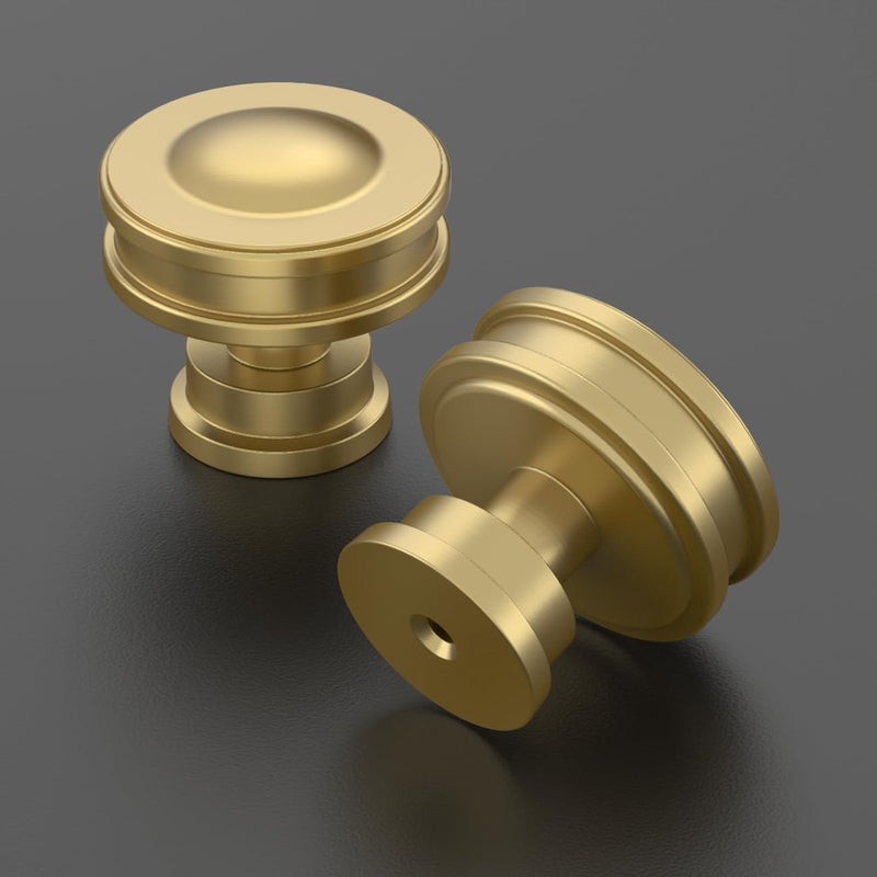 Amerdeco 10 Pack Champagne Bronze Cabinet Knobs 1.2 Inch(31mm) Single Hole Zinc Solid Kitchen Cabinet Handles Round Cabinet Drawer Pulls 1.2"/31MM Diameter
