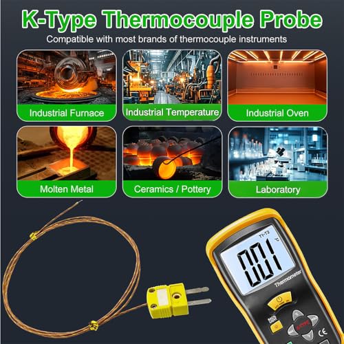 3 Pack K Type Thermocouple Probes 40in Fiberglass Wire Temp -58°F to 899°F