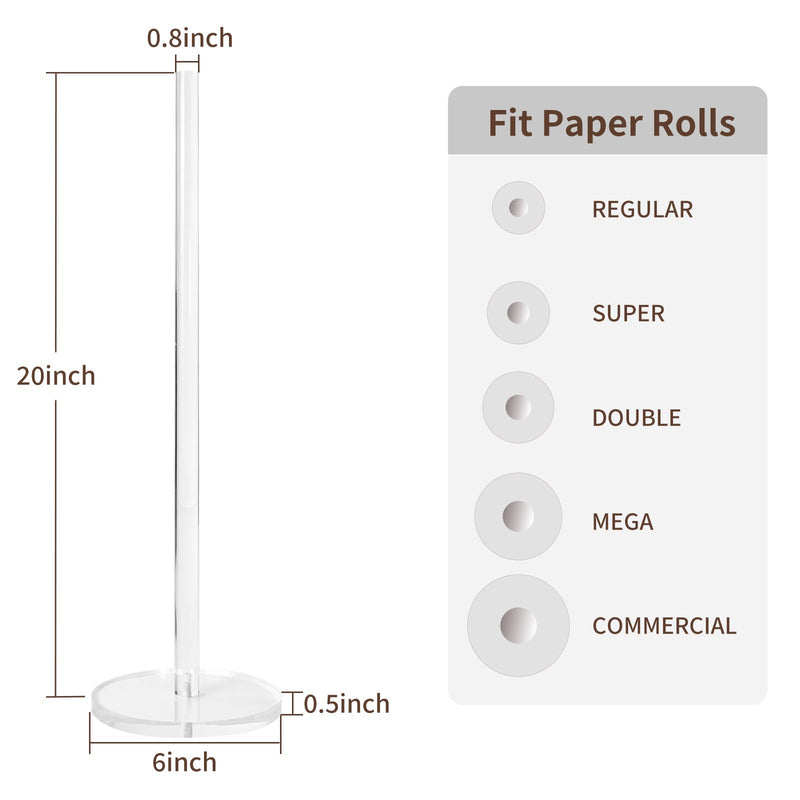Acrylic Freestanding Toilet Paper Roll Holder for Bathroom Storage