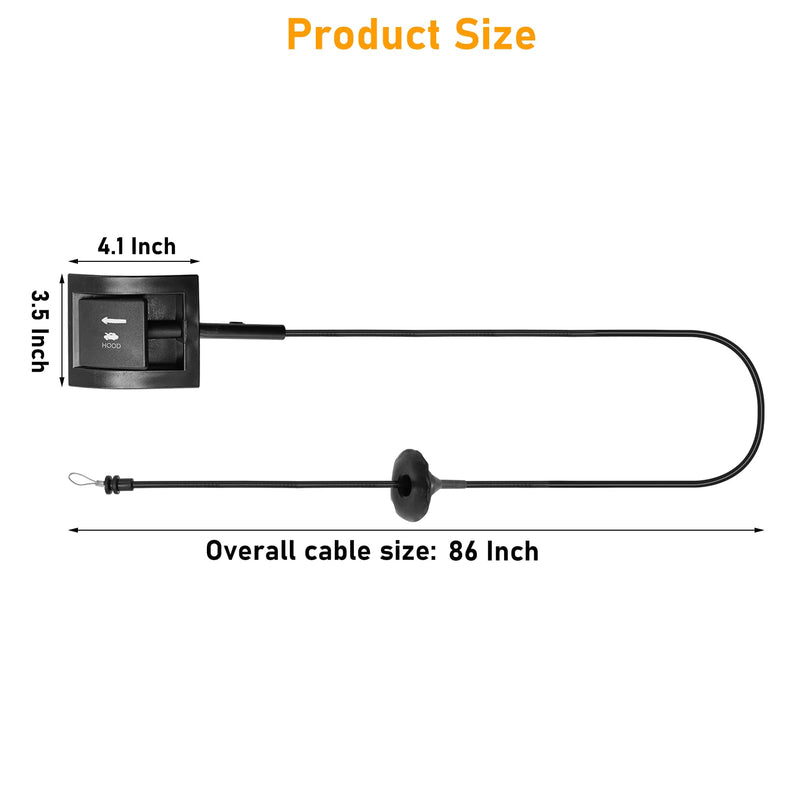 Hood Release Cable & Handle Compatible With 1987-1997 Ford F150 F250 F350 Super Duty Bronco F53 F59 - Latch Replace for 912-042 F2TZ16916A - 1PC, Black