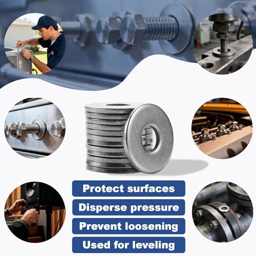 60 Pcs 1/2" Fender Washers Stainless,1/2" ID x1.43 OD x 0.1" Thick 1/2" x 1.43"OD x 0.1"T 60