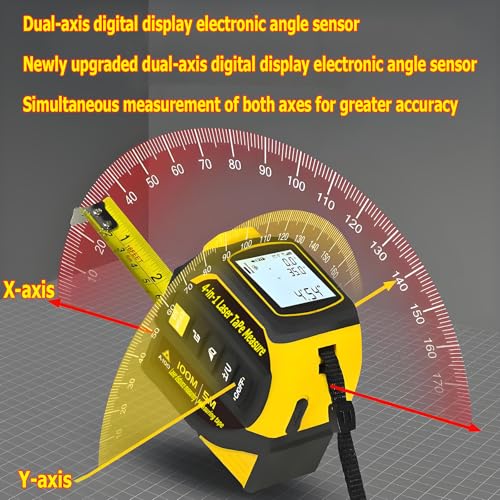 4-in-1 Laser Digital Measuring Tape & 40m/131ft Laser Distance Meter Yellow Laser 131 ft