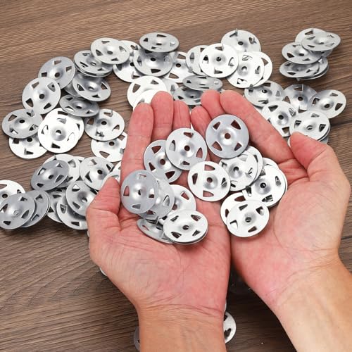 PATIKIL 32mm Insulation Washers, 150pcs Metal Insulation Washers Foam Board Fasteners Perforated Plaster Washers Galvanized Steel 1-1/4in for Foam Board Fixing Fastening Wall Ceiling 150