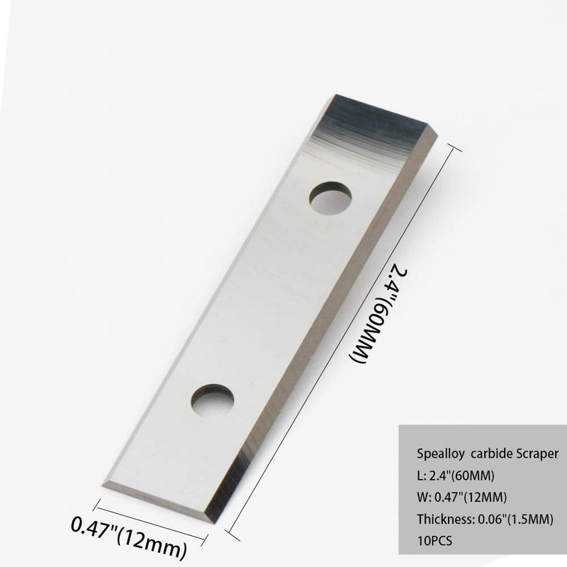 Replacement 2-3/8"(60MM) Blades Heavy Duty Carbide Tungsten Scraper Double Edge Carbide Razor, Fit Linbide,Warner100X,Oneida Air,for Paint,Floor,Stickers Labels,Glue and Concrete,Pack of 10…