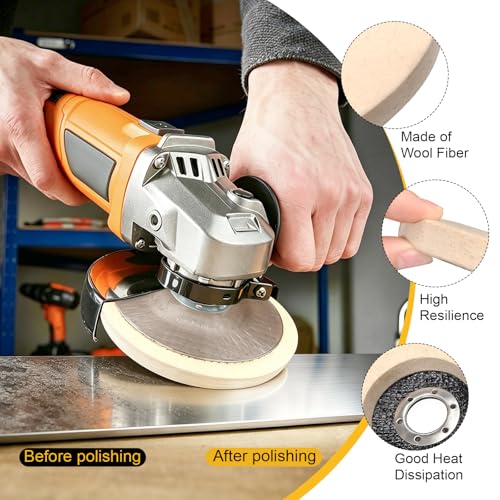 10Pcs 4.5'' Buffing Wheel & Compound Kit, Polishing Wheel for Angle Grinder 10