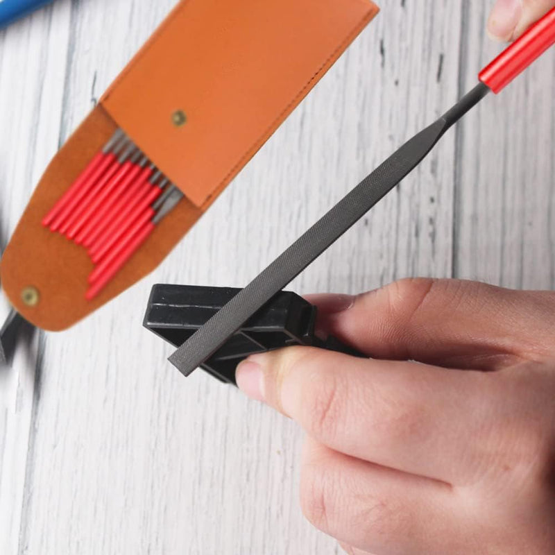 YOCAMIRAGA | 10pcs needle metal files set with synthetic leather case, small steel files with shaped round, half round, triangle, flat, square. Tool for wood, metal, plastic and jewelry precision work