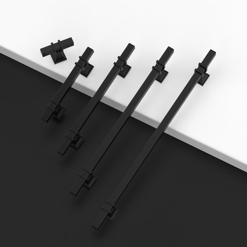 10 Pack 3"(76mm) Matte Black Cabinet Pulls Kitchen Matte Black Cabinet Handles Drawer Pull Cupboard Hardware for Cabinets 3 Inch(76mm) Hole Center 10 Pack