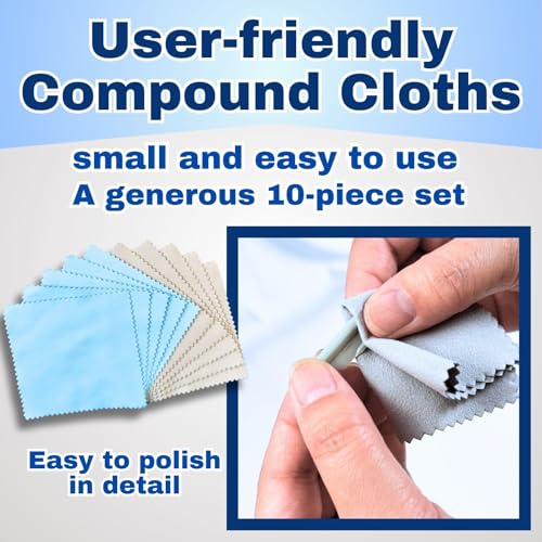 Tamiya Polishing Paste Fine Compound 87069＆Finishing Compound 87070＆Compound Applicator Cloths in Two Colors, 5 Sheets Each, Total 10 Sheets Set