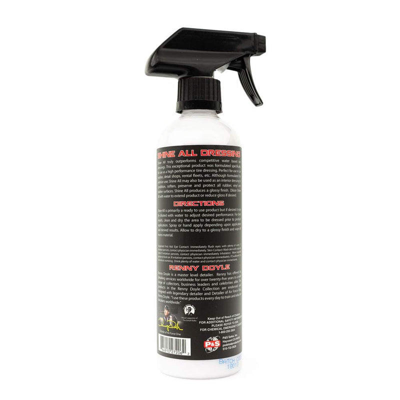 P&S Professional Detail Products Shine All Performance Dressing – High Gloss Tire & Trim Dressing – Water-Based, Interior/Exterior Use on Rubber, Vinyl & Leather – Pro Detail Finish - 1 Pint