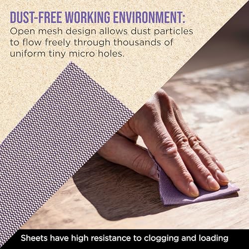 Dura-Gold 1/4 Sheet Size Purple Ceramic Mesh Sandpaper, Grits 80. 100, 120 Variety Pack