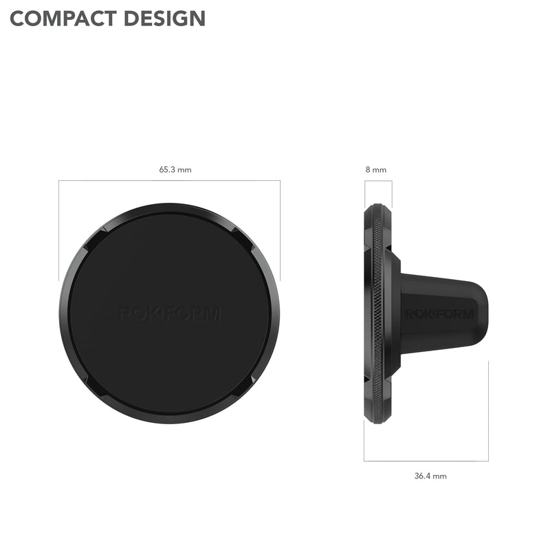 Rokform Dual Magnet Vent Phone Mount, Super Grip Clip (Black) | Compatible with Mag Safe Cases, Magnetic, Aluminum & Silicone, Fits Most Air Vent Slats