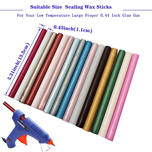 16 Count Gold Wax Seal Sticks for 0.44 Inch Glue Gun, Non-Toxic, Flexible, Durable, Suitable for Wedding Invitations, Cards, Envelopes