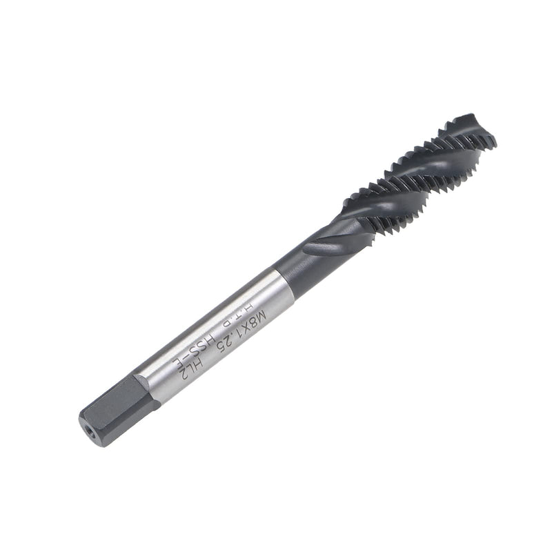 uxcell M8 x 1.25 Spiral Flute Thread Tap, Metric Machine Threading Tap HSS Nitriding Coated, Round Shank with Square End, H2 Tolerance, 2pcs (Pack of 2) M8 x 1.25 (Pack of 2)