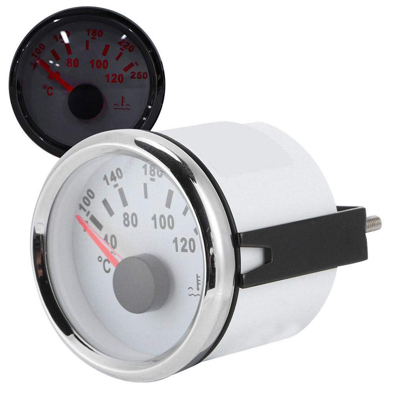 FastUU Electric Water Temperature Gauge, 40-120 ℃ Waterproof Boat Water Temp Gauge, 52mm/2in Marine Engine Water Temp Meter for Boat, RV, Car, Truck, Generator (White Dial)