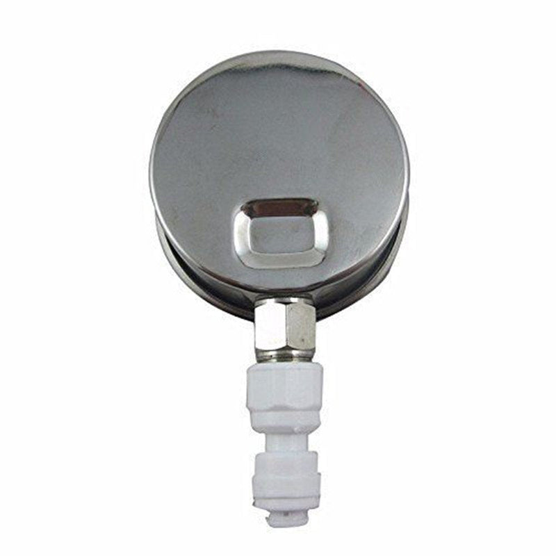Water Pressure Gauge Oil Filled Vibration Proof Stainless-Steel 2-1/2" Dial Size Dual-Scale with 1/4" NPT Bottom Mount and 1/4" RO Fittings for RO System (0-0.7kg(MPa)/0-100psi) 0-0.7 kg(MPa) / 0-100 psi