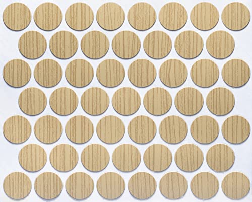 FastCap - Screw Hole Covers, 9/16" (14mm) Stickers - Professional Woodworking & Cabinetry - One Sheet (53-Caps) - Woodgrain PVC, Color - Clear Maple