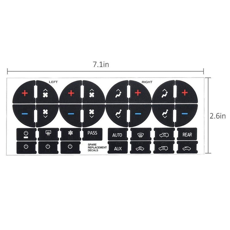 AC Dash Accents Button Sticker Repair Kit for Fixing Ruined Faded A/C Control Buttons - Decal Replacement Fits Select 07-15 GM Vehicles - Car SUV Accessories（Suburban, Chevy Tahoe...） 2