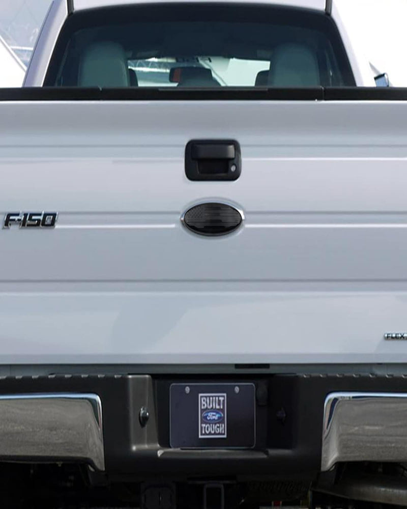 9 Inch Front Grill Rear Tailgate Emblem for 04-14 F150, 11-14 Edge, 11-16 Explorer, 06-11 Ranger, 07-14 Expedition, 9"X3.5" for Ford, Pack of 2, Black American Flag Flag-Black