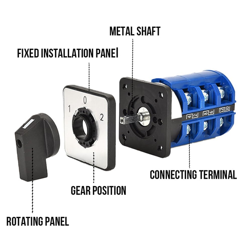 3 Phase Rotary Changeover Switch 690V 63A Universal Cam Conversion Switch 3 Position 12Terminal Main Switch Box JYW29-63/3 D303