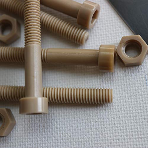 5X Natural PEEK Socket Head Screws & Bolts M6 x 65mm, Nuts & Washers