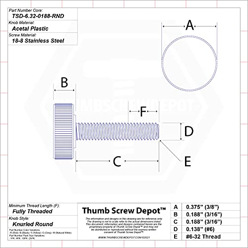 TSD #6-32 x 3/16" Stainless Thumb Screw Black Round Knob USA (25 Pack) 25