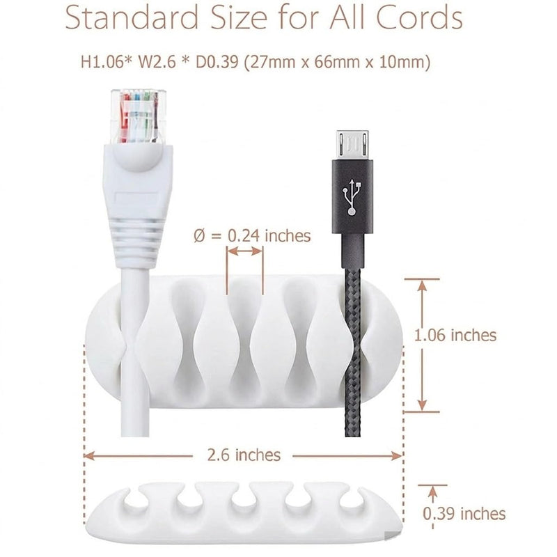 1 Pack TPR White Cord Organizer - Adhesive Cable Clips Holder for Desk, Wall, Car - Wire Management Clips for iPhone Charger, USB, Computer Cables -Cord Keepers with Strong Sticky Backing