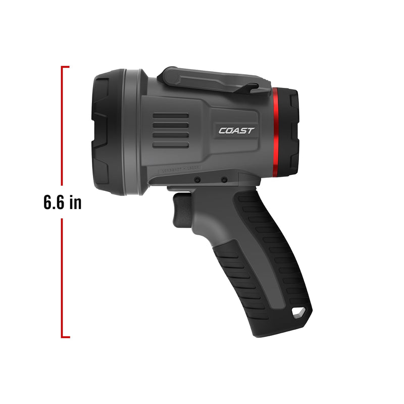 Coast LS20R 2500 Lumen Waterproof Rechargeable Spotlight, 1/4 Mile Rand, 20 Hour Runtime, Spot & Flood Beams, IP67, Floats in Water