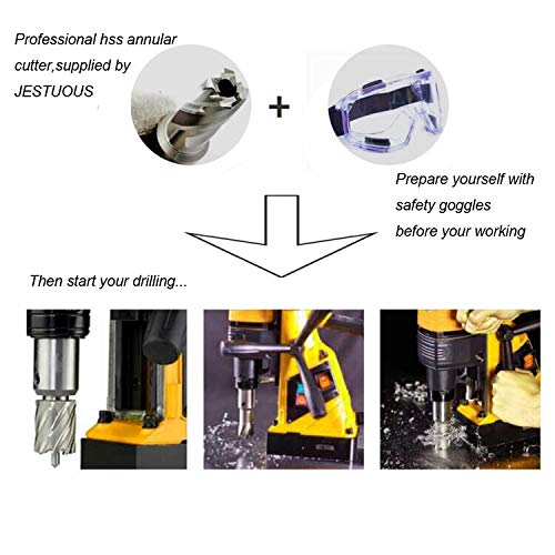 Annular Cutter JESTUOUS 3/4 Inch Weldon Shank 13/16 Cutting Diameter 2 Cutting Depth with Pilot Pin Slugger Bits Two Flat HSS Kit for Magnetic Drill Press,1 Piece