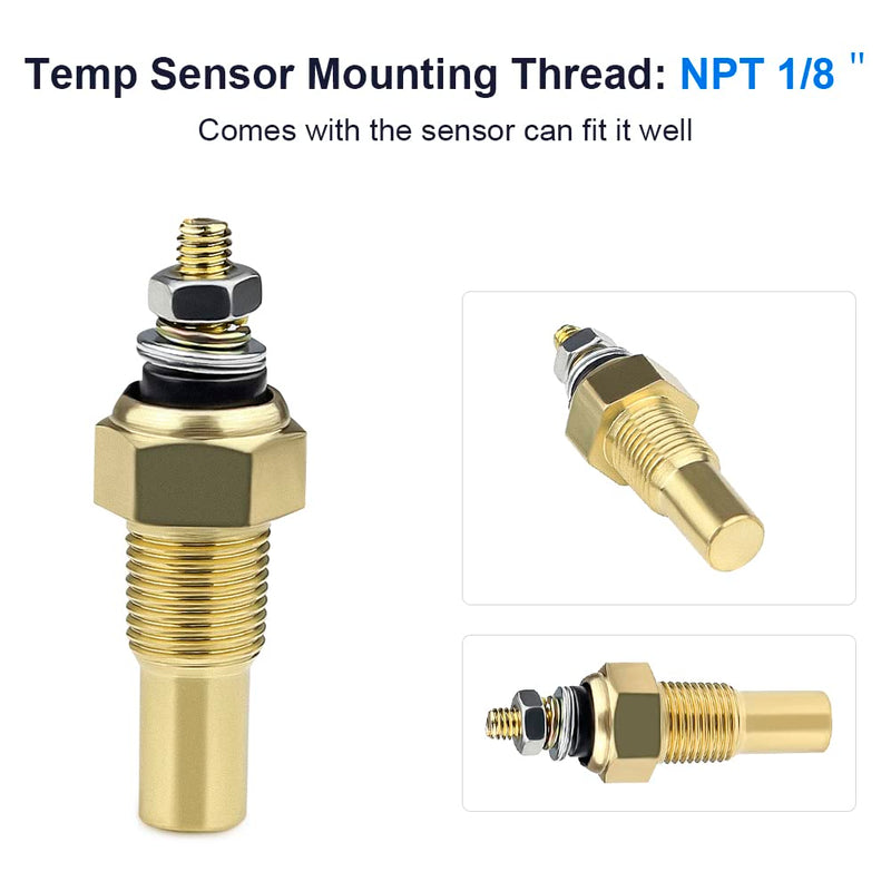 WATERWICH Oil Temp Temperature Gauge Meter Kit 104-302℉ DC12V 2inch 52mm with Thread NPT 1/8" Sensor for Car Truck Vehicle Automotive