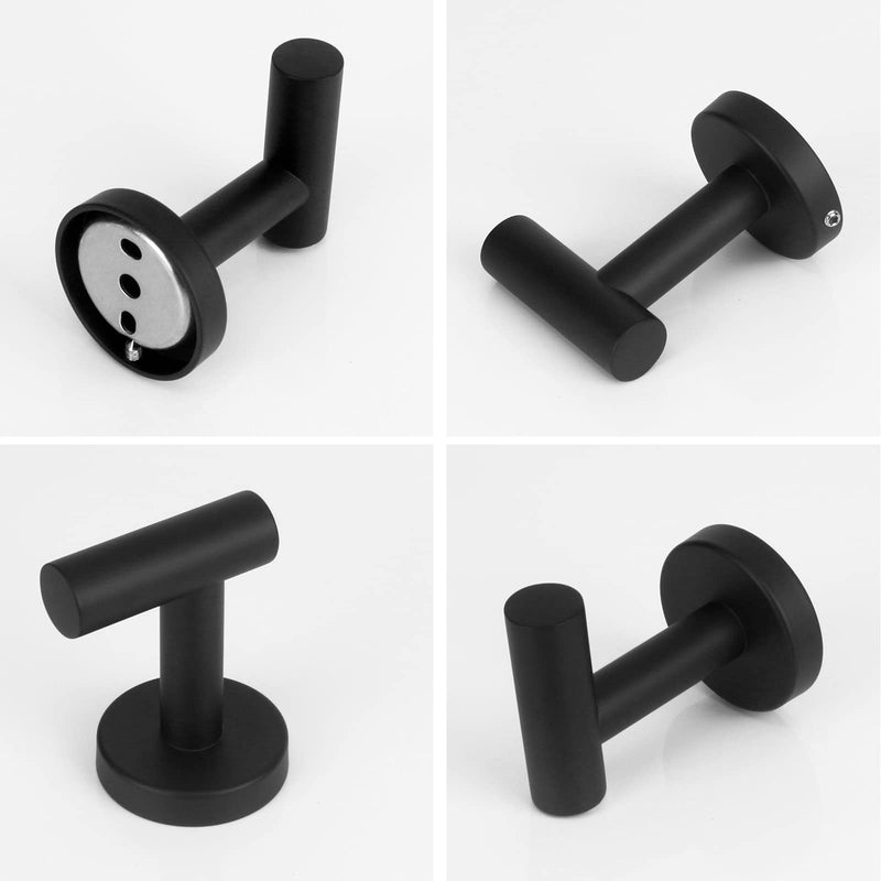 NearMoon 3 Pieces Bathroom Hardware Set, Bath Towel Ring and 2 Towel Hooks- Stainless Steel Hand Towel Hanger and Robe Hooks Accessories, Wall Mounted (Matte Black) Matte Black