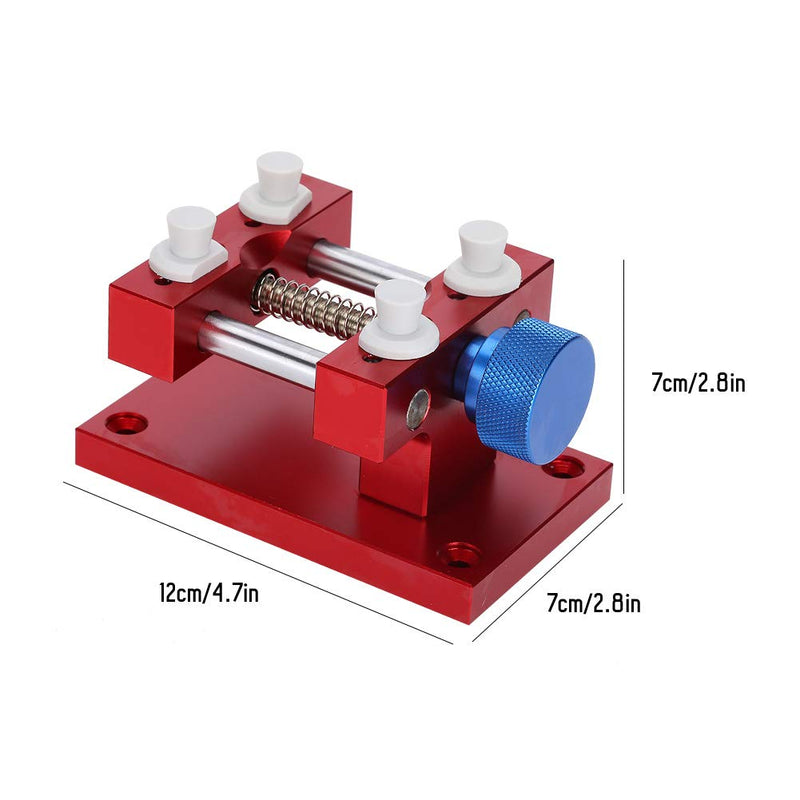 ZJchao Watch Case Holder, 80mm Maximum Opening Aperture Metal Adjustable Watch Case Holder Watch Strap Remover Base Watch Movement Base Repair Tool Watch Back Case Opener for Watch Makers Repairing Red