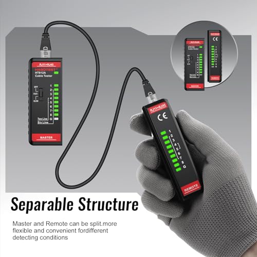 Network Cable Tester, HABOTEST HT812A with RJ45 RJ11 Port, Ethernet Cable Tester Tool,Speaker, Coax, Video, and Data Fast/Slow Gear, 60V Cable Telephone Line Continuity Test for CAT5/CAT5E/CAT6/CAT6A