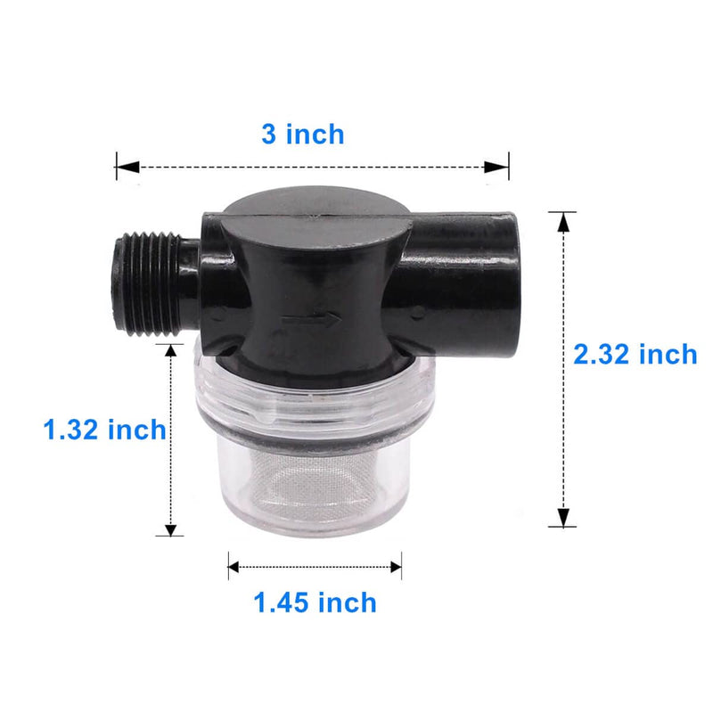 Twist-On Pipe Water Pump Strainer,RV Water Pump Filter Compatible With Shurflo Or Wfco,1/2" Npsm Inlet/Outlet With 80 Mesh Stainless Steel Filter Screen For RV Marine Replacement 2 Pack Black