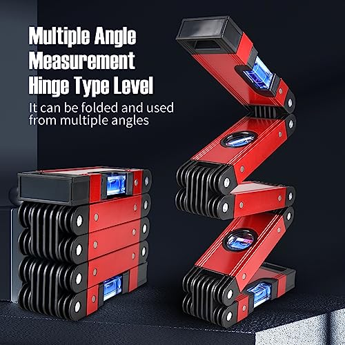 Level, Foldable Multi-Function Precise Measuring Aluminum Alloy Level Tool with Multi-Angle Folding, 4 Level Bubbles, Ideal Woodworking Tool for Carpenter, 28 Inch (EWK-RLALR) EWK-RLALR