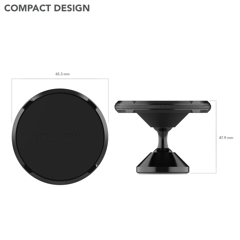 Rokform Dual Magnet Swivel Dash Mount, Adjustable & Aluminum (Black) | Compatible with Mag Safe Cases, Sticks to Smooth Flat Surfaces