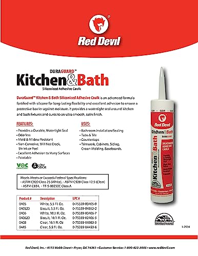 Red Devil 0445 & 0405 Kitchen & Bath 5.5oz Siliconized Acrylic Caulk Bundle