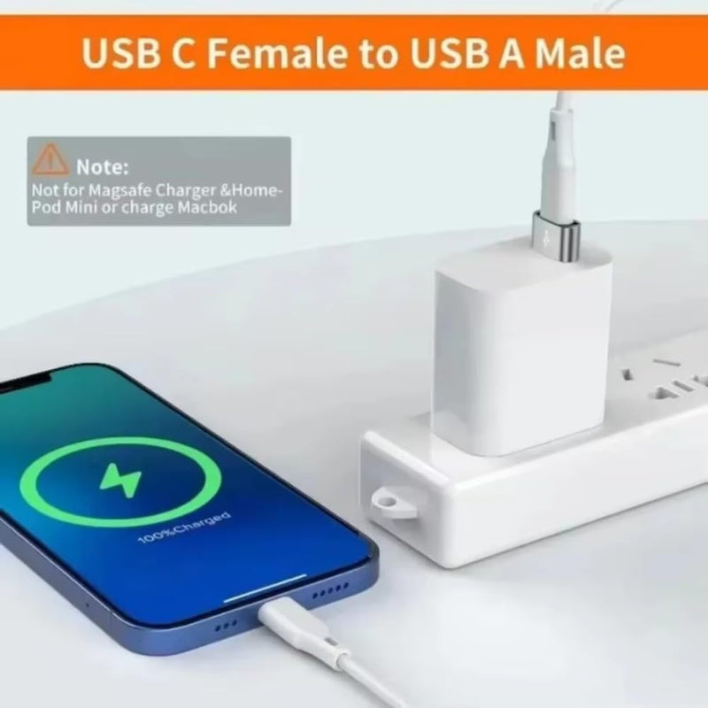 USB C Female to USB Male Adapter Type C to USB A Charger Cable Converter,Compatible with iPhone Samsung Galaxy Pixel (Silver) Silver