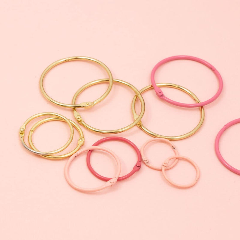 Craftelier - Set of 6 Metal Binding Rings for Scrapbooking, Card Making and Other Craft Projects | Rings for Photo Albums, Notebooks or Diaries | Size Ø 60 mm - Baby Pink Colour