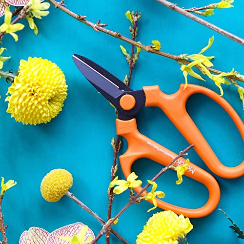 Flower Scissors With Black Carbon Steel Blades 7.0 Inch, Ornithogalum (Orange) 7.0 Inch Orange