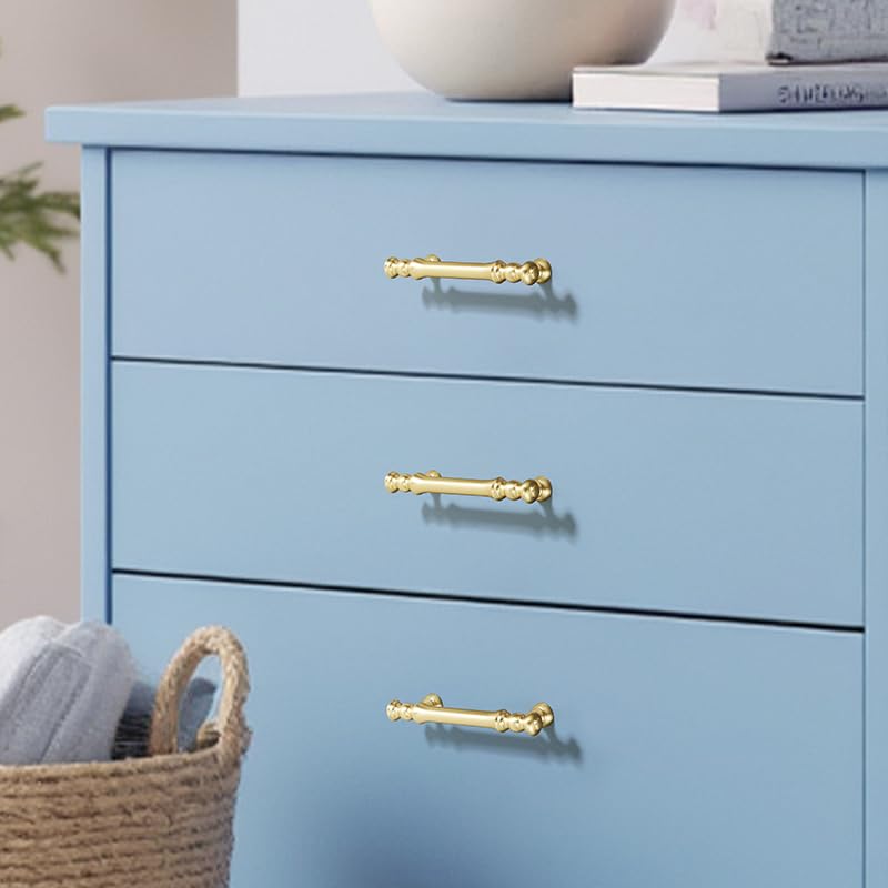 Fashionable and Minimalist Cabinet and Wardrobe Handles, Suitable for Drawers, Cabinet Doors, wardrobes, cabinets, Shoe cabinets, and Furniture Handles (10, Bright Gold, 3.78inch) 10