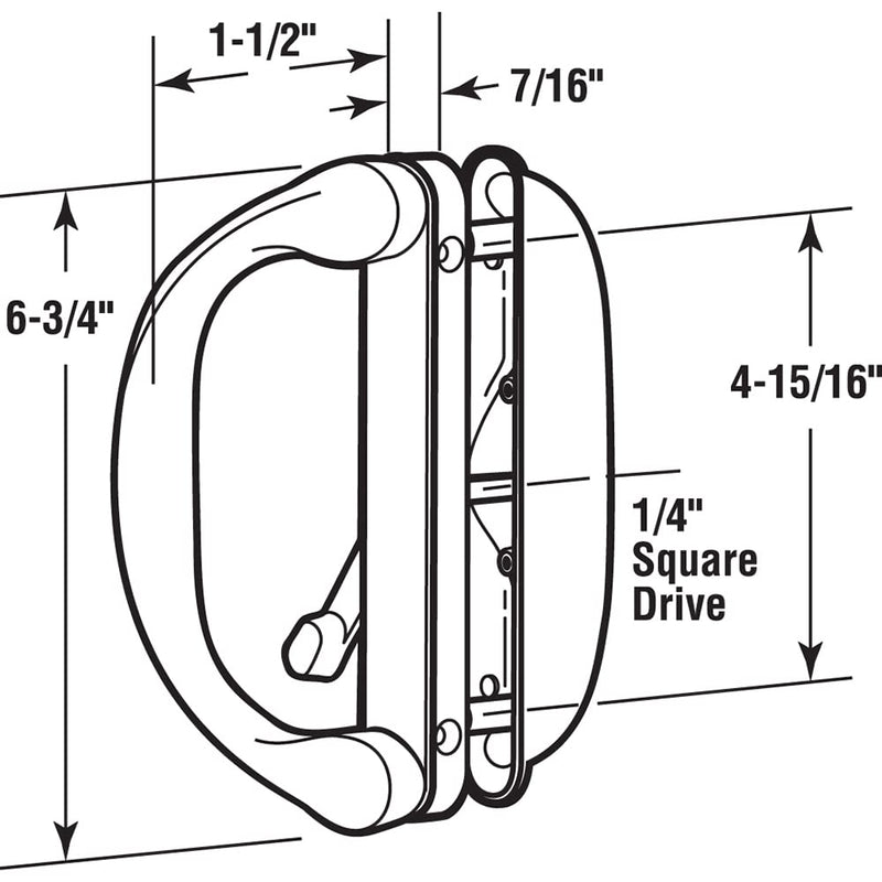 Prime-Line C 1275 Diecast, White, Outside Patio Door Pull with Latch (Single Pack) D-handle