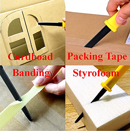 CANARY Cardboard Cutter with Sheath, 7.5" Safe Box Opener/Box Cutter Tool [Non-Stick Coated Blade], Serrated Japanese Stainless Steel Blade, Made in Japan (Bulk Pack of 5) Yellow 5 Pc