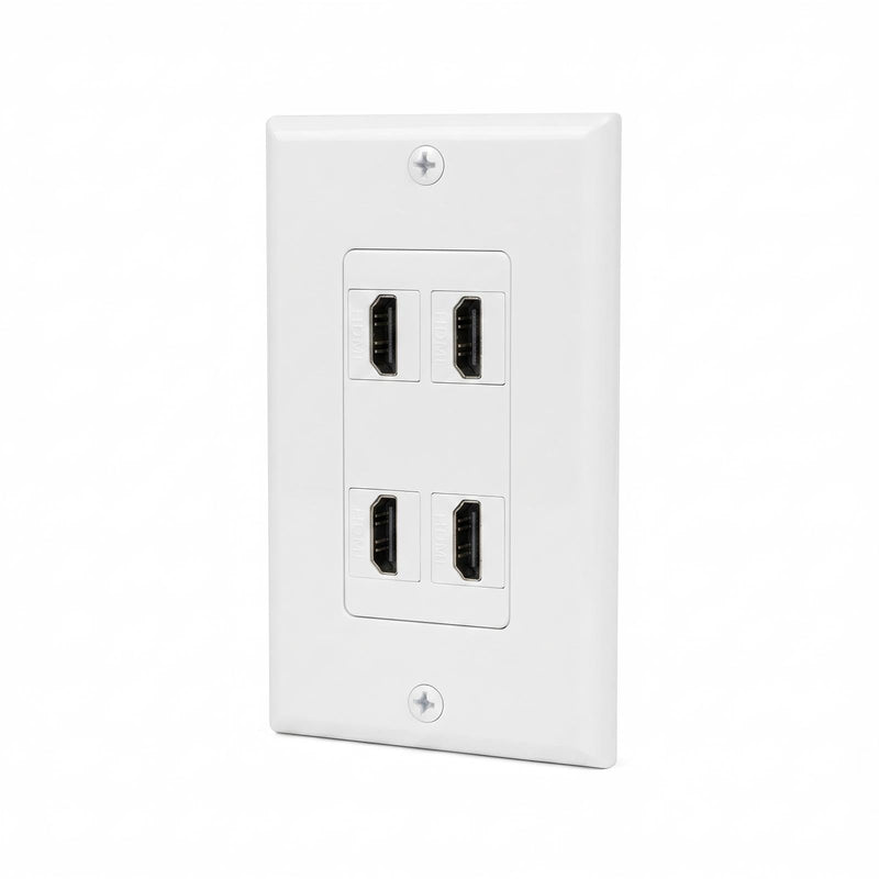 HDMI Wall Plate 4 Port HDMI Wall Outlet Faceplate HDMI Jack Panel | for Home Theater | Support 4K HDR ARC 3D Ethernet | White 4 Ports