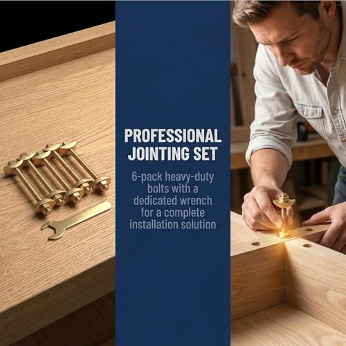 Countertop Joint Connectors, 12 Sets M8x100mm Miter Bolts & Draw Bolts, Heavy Duty Furniture Fastening Kit for Butcher Block, Bed Frame Hardware, Stair Assembly & Wood Joinery – Zinc-Plated